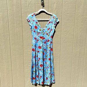 Urban Outfitters blue floral midi dress. Size S